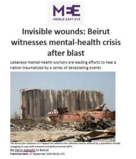 Mental Health after the Beirut Blast - Dr. Georges Karam - Middle East Eye 27 09 2020